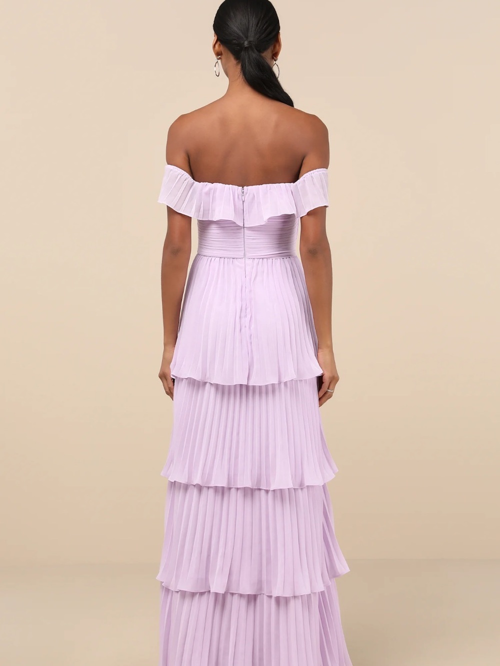 NWT Lulu's Lavender One-Shoulder Tiered Maxi Dress - Picture 2 of 4